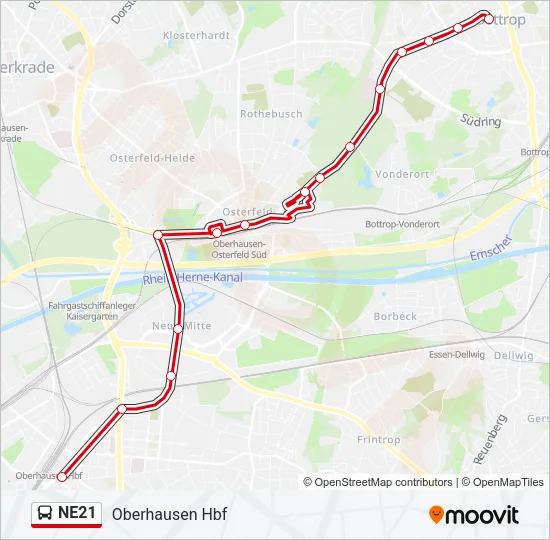 NE21 Bus Line Map