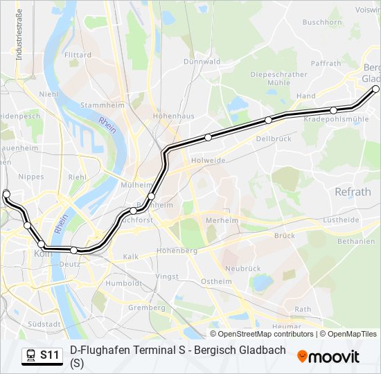 Поезд S11: карта маршрута