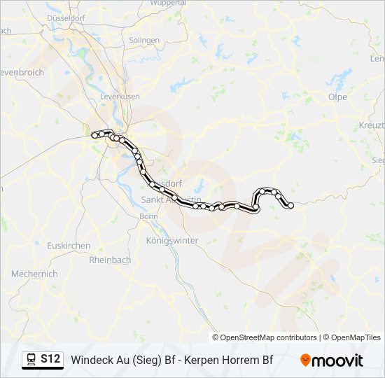 Поезд S12: карта маршрута