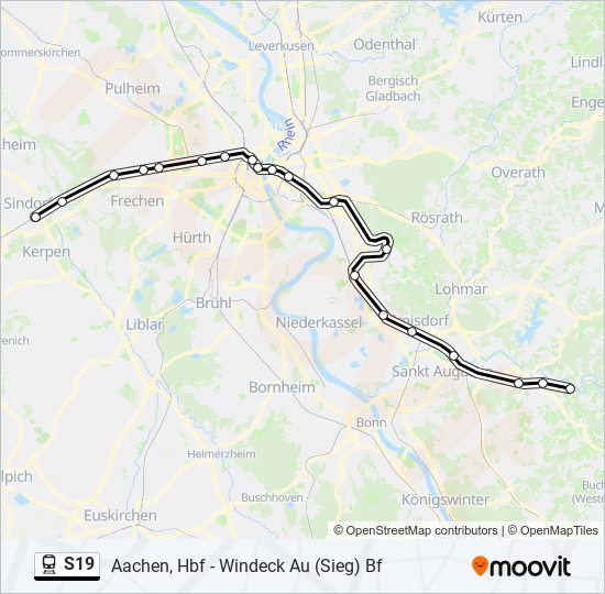 Поезд S19: карта маршрута