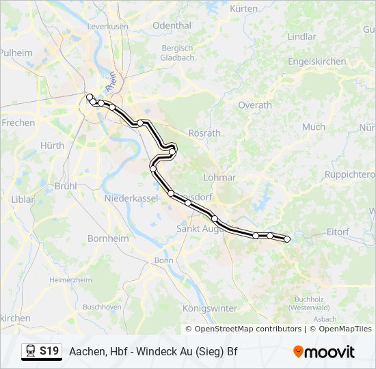 Поезд S19: карта маршрута