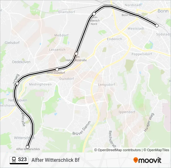 Поезд S23: карта маршрута