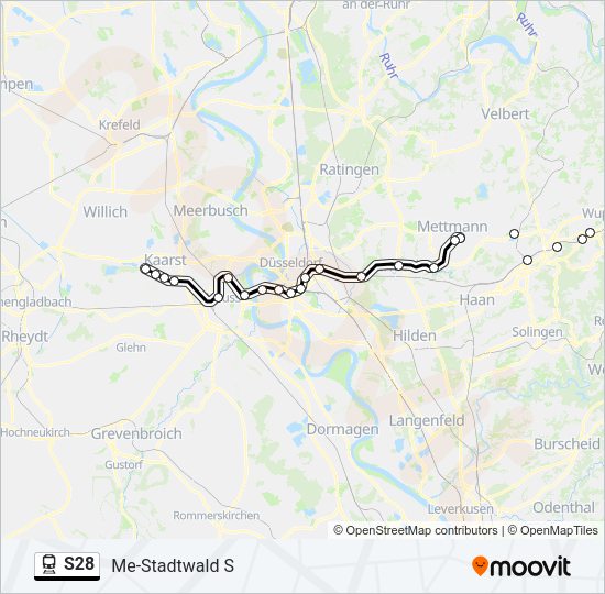 Поезд S28: карта маршрута