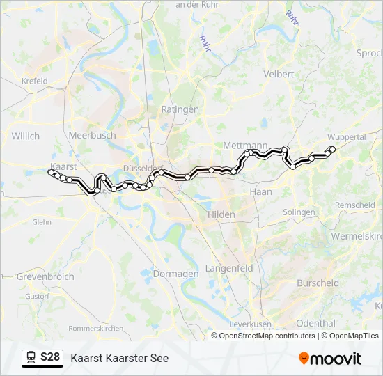 Поезд S28: карта маршрута