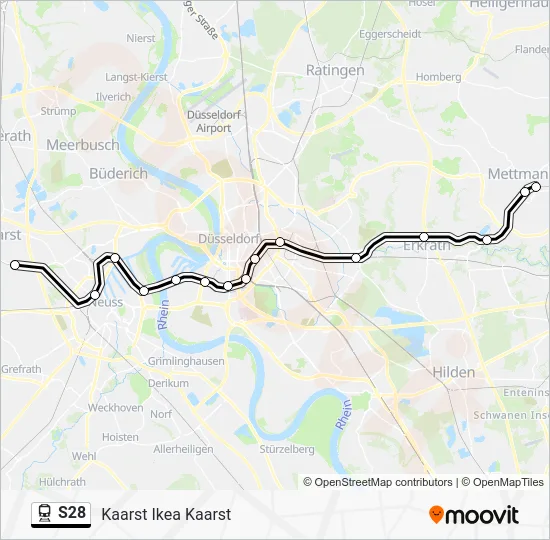 Поезд S28: карта маршрута