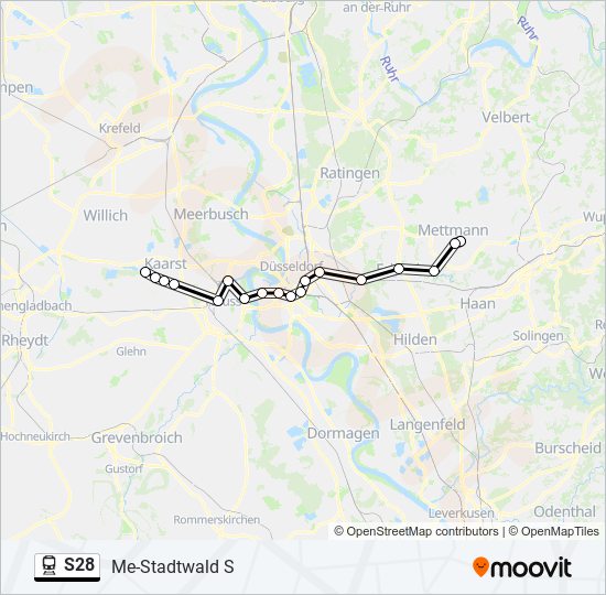 Bahnlinie S28 Karte