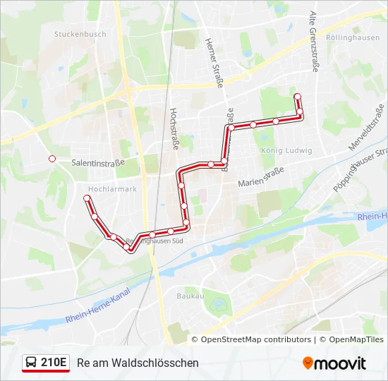 Buslinie 210E Karte