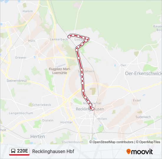 220E Bus Line Map