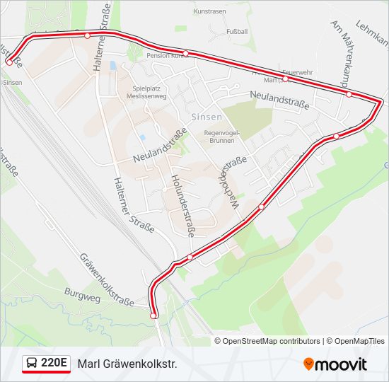 220E Bus Line Map
