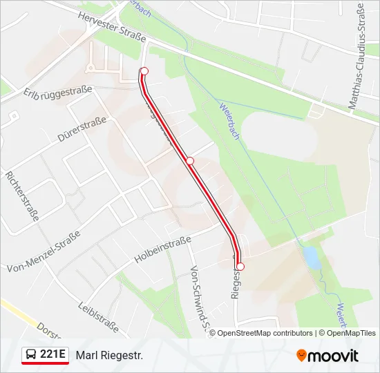 221E Bus Line Map