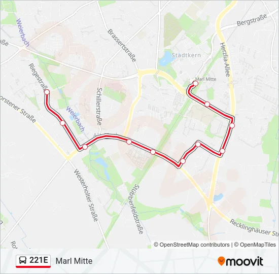 221E Bus Line Map