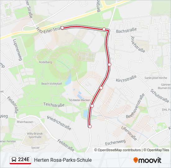224E Bus Line Map