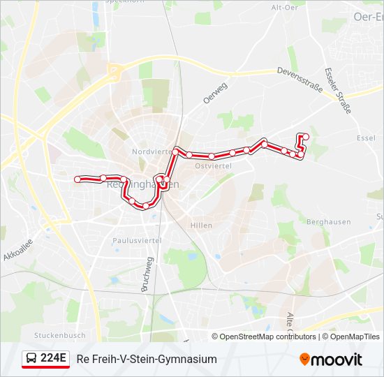 224E Bus Line Map