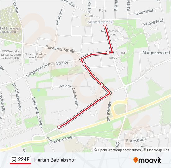 224E Bus Line Map