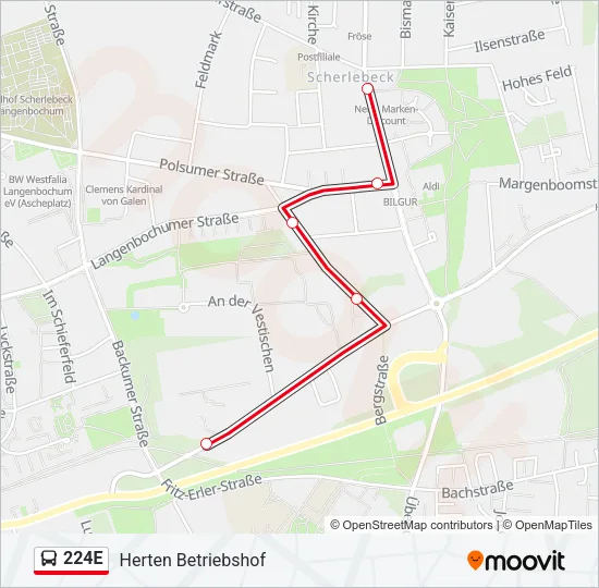224E Bus Line Map