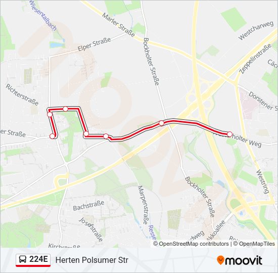 224E Bus Line Map