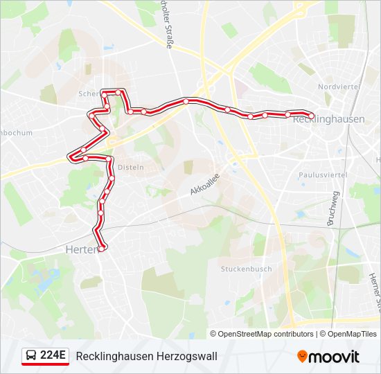 224E Bus Line Map