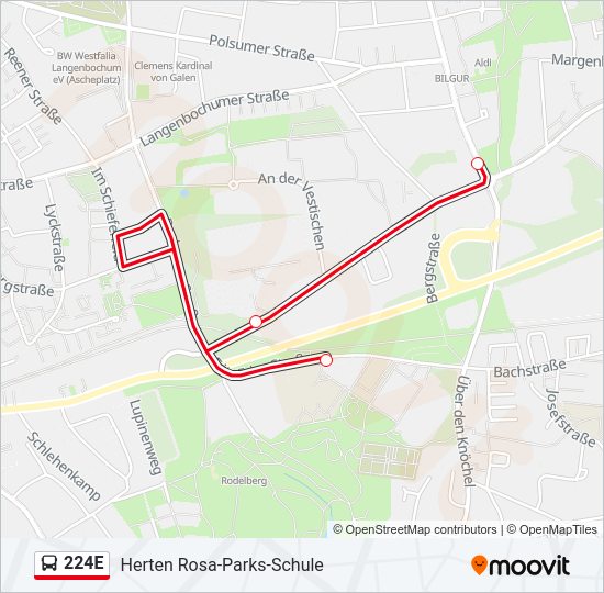 224E Bus Line Map