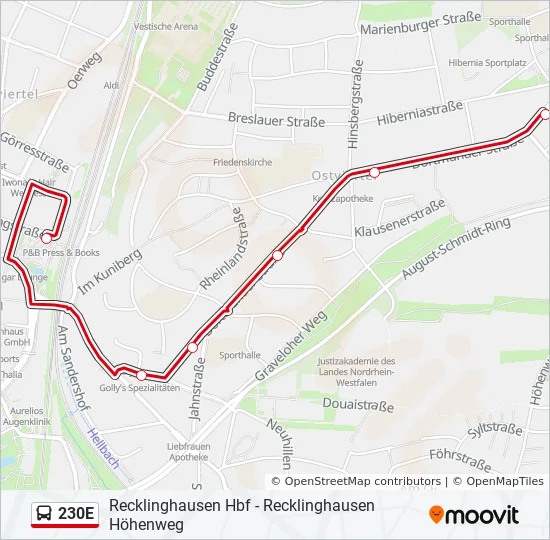 230E Bus Line Map