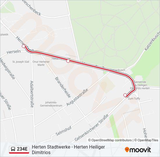 234E Bus Line Map