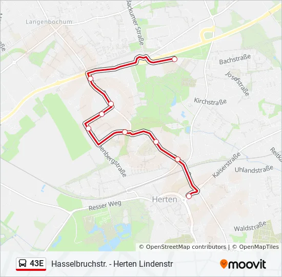 Buslinie 43E Karte