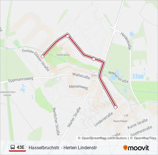 Buslinie 43E Karte
