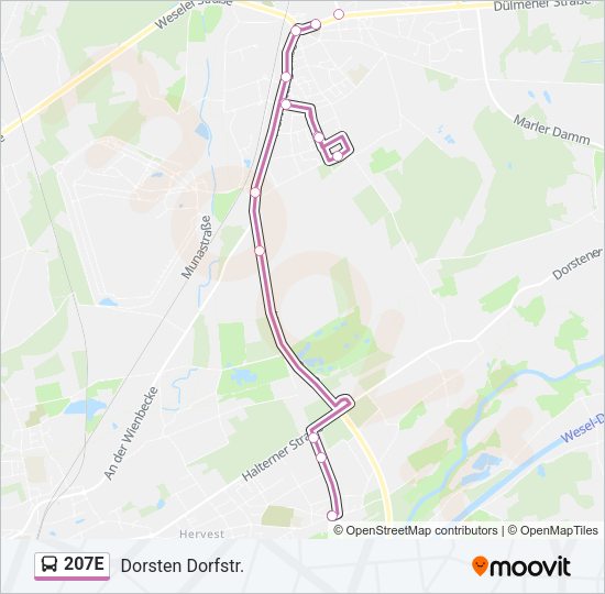 207E Bus Line Map