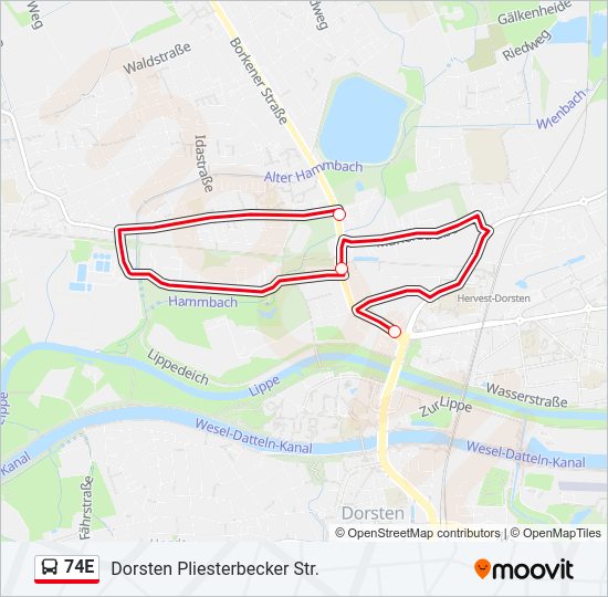 74E Bus Line Map