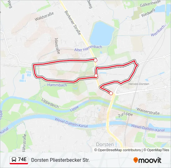 74E Bus Line Map
