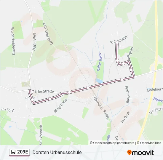 209E Bus Line Map