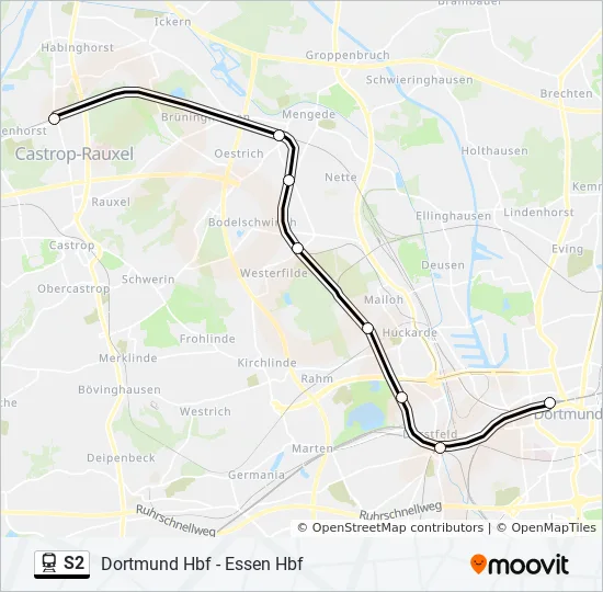 Bahnlinie S2 Karte