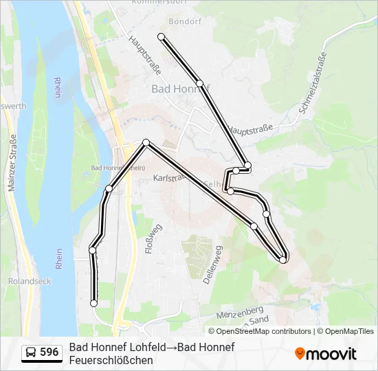 596 Bus Line Map