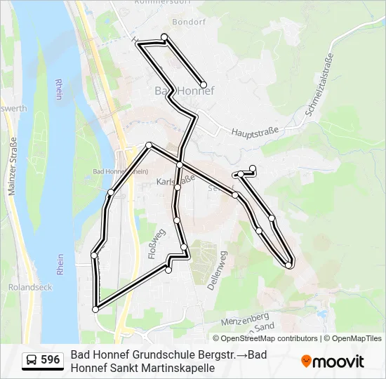 596 Bus Line Map