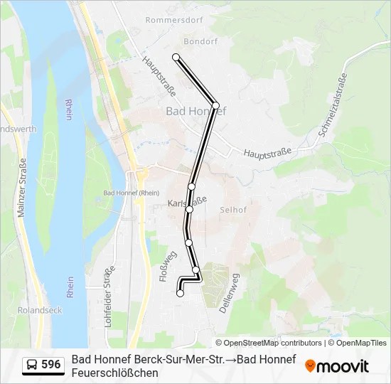 596 Bus Line Map