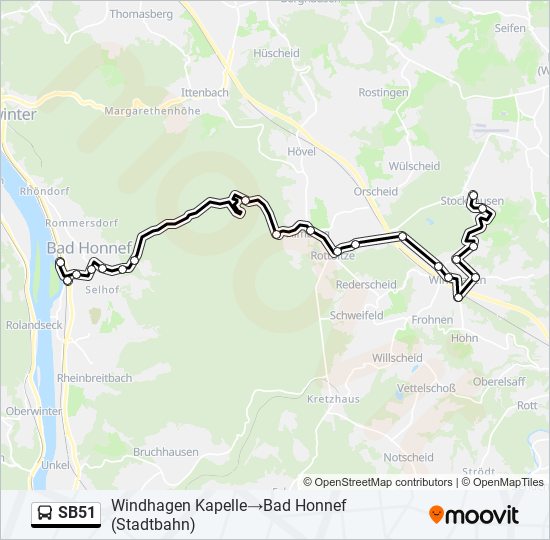 Buslinie SB51 Karte