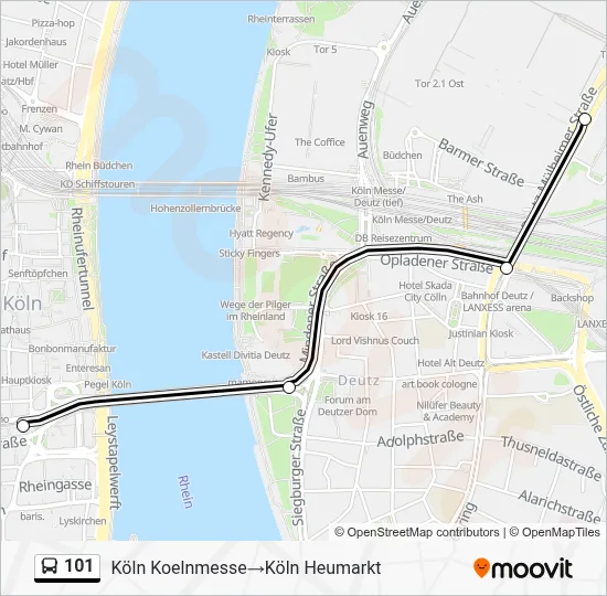 Buslinie 101 Karte