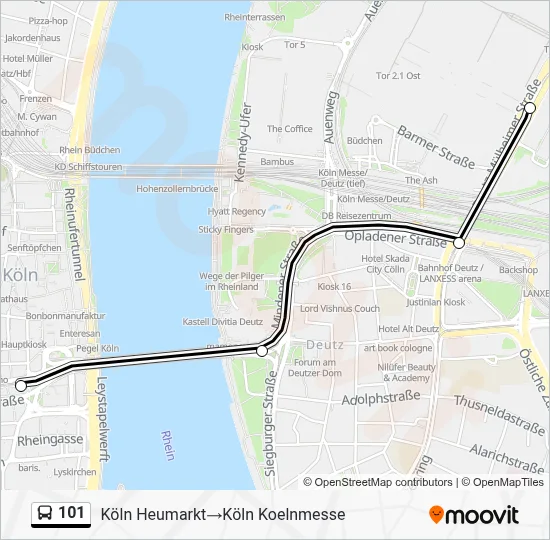 Buslinie 101 Karte