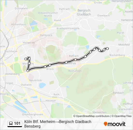 Buslinie 101 Karte