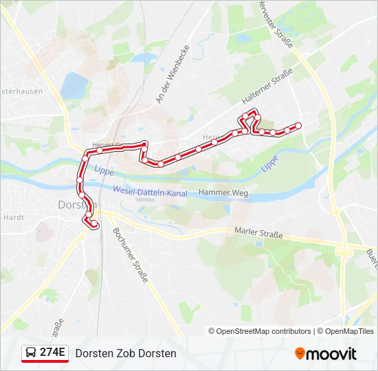 274E Bus Line Map