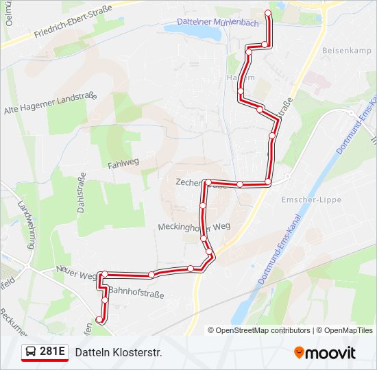 Автобус 281E: карта маршрута