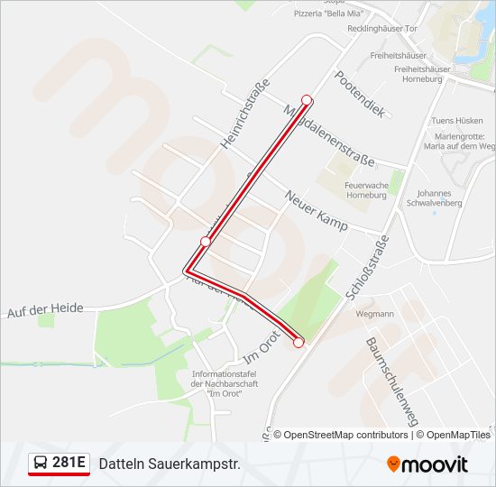 281E Bus Line Map