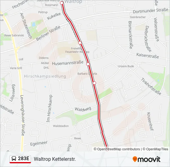 283E Bus Line Map