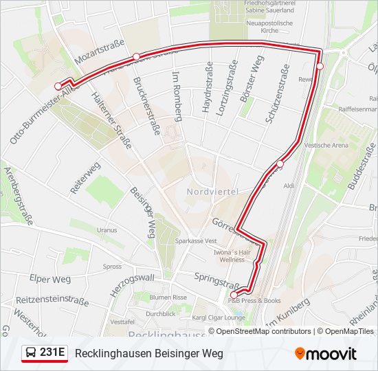 231E bus Line Map