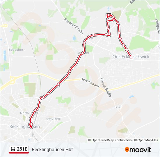 231E bus Line Map