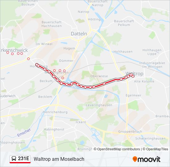 Автобус 231E: карта маршрута