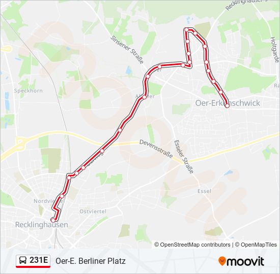 231E bus Line Map