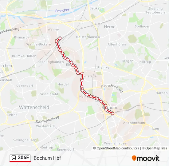 Автобус 306E: карта маршрута