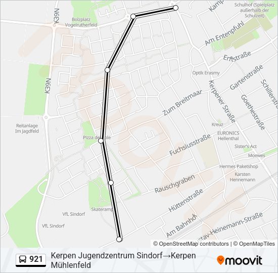 Автобус 921: карта маршрута