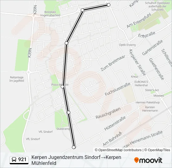 Автобус 921: карта маршрута