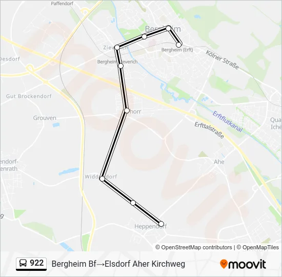 Автобус 922: карта маршрута